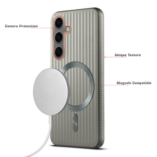 Titanium Grid Armor Hard Back Case For Samsung S24 5G, With Magsafe Compatible