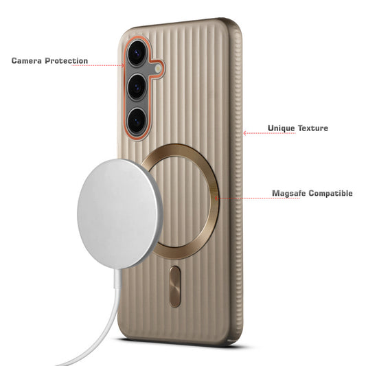 Titanium Grid Armor Hard Back Case For Samsung S24 5G, With Magsafe Compatible