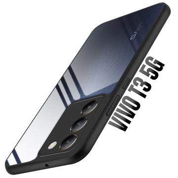 Premium Silicon Soft Framed Case with Clear Back Cover For Vivo T3 5G