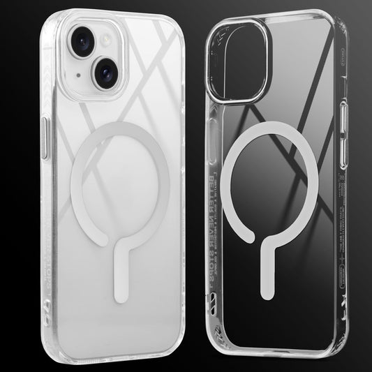 Crystal Clear Airbag Bumper MagSafe Compatible Back Case For Apple iPhone 15 with Metal Finish Buttons