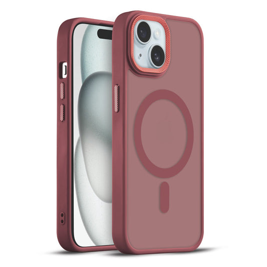 Textured Metal Ring Magsafe Back Case For Apple iPhone 15