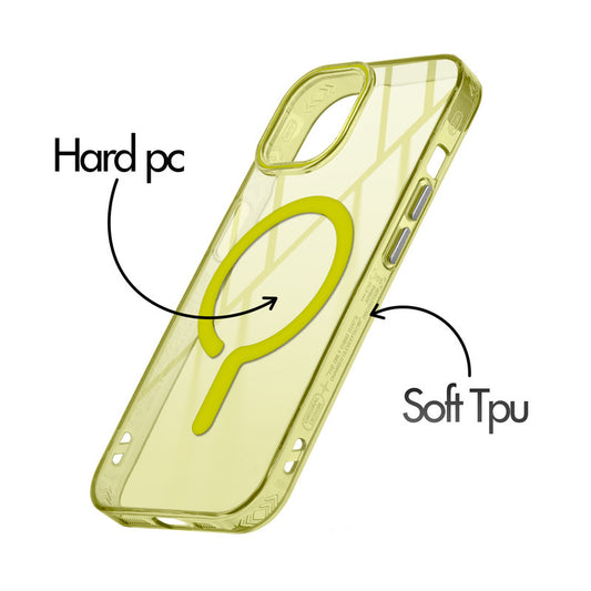 360° Airbag Protection Jelly Transparent MagSafe Compatible Back Case For Apple iPhone 15 with Metal Finish Buttons