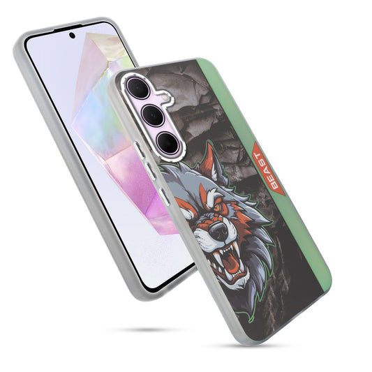 Beast Mode Animal Printed Back Case For Samsung A35 5G With Hard Back & Glow Effect