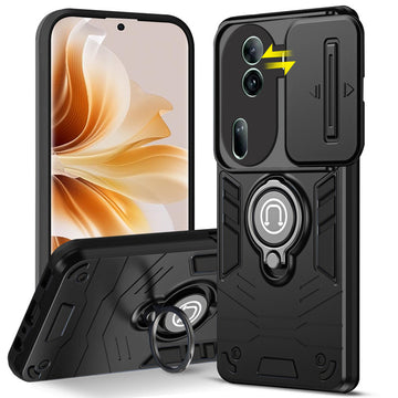 Ultra Rugged Armor Case with Rotating Ring Holder & Shutter Camera Protection Back Case For Oppo Reno 11 Pro 5G