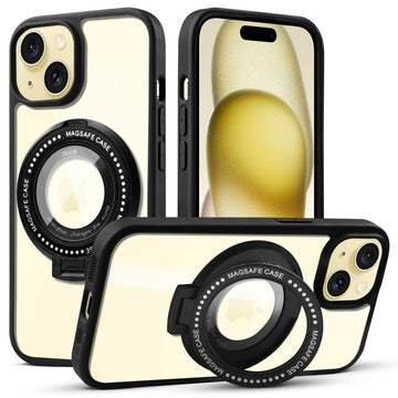 Soft Frame Clear Case Ring Holder Kickstand For Apple iPhone 15