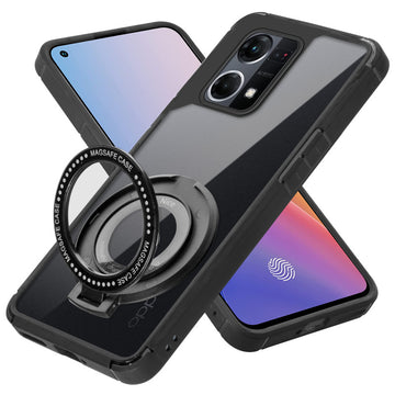Silicone Grip Clear Case Ring Holder Kickstand For Oppo F21 Pro 4G