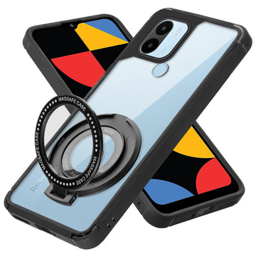 Silicone Frame Transparent Hard Back With Holder Kickstand Case For Redmi A2 Plus