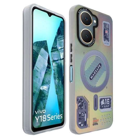 Colorful Reflective Circuit Prints Hard Back Protector Case For Vivo Y18