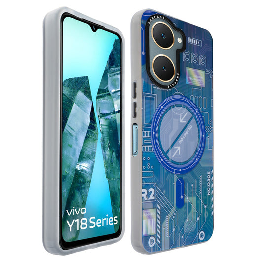 Colorful Reflective Circuit Prints Hard Back Protector Case For Vivo Y18