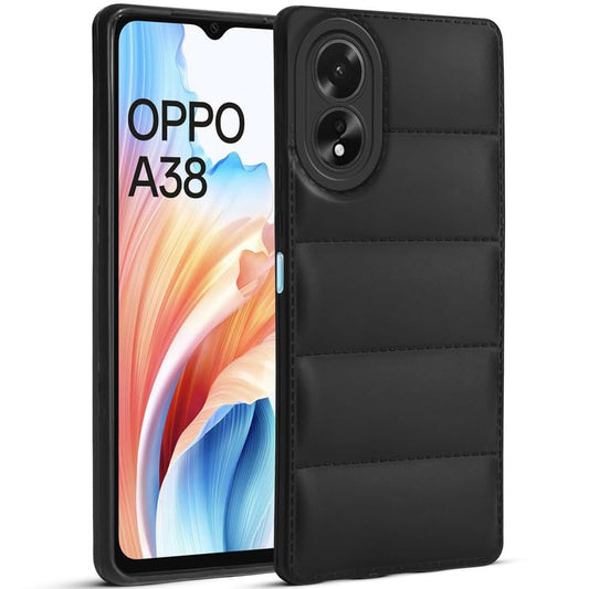 Puffer Pattern Back Cover Case for Oppo A38 4G | Oppo A18 | Silicone TPU | Camera Protection - Black