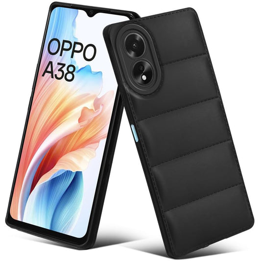 Puffer Pattern Back Cover Case for Oppo A38 4G | Oppo A18 | Silicone TPU | Camera Protection - Black