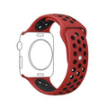 Silicone Apple Watch strap in Black and Grey, size 38mm, back angle view