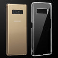 Transparent anti-yellow hard back case fitted on Samsung note 8 showing full back coverage and camera protection