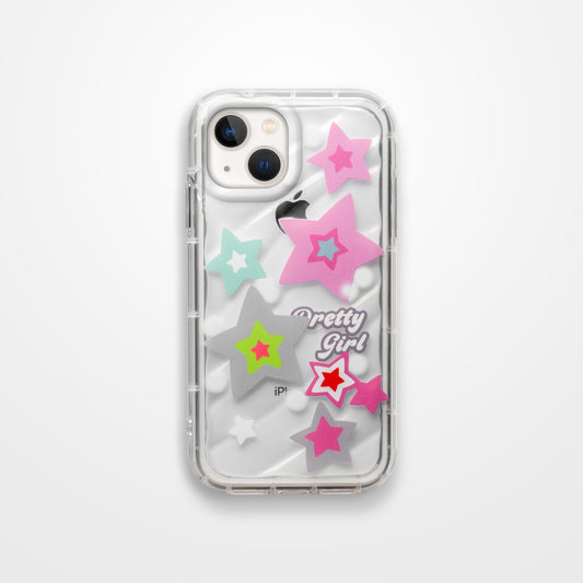 Cute Star Printed Transparent  Back Cover for Apple iPhone 14