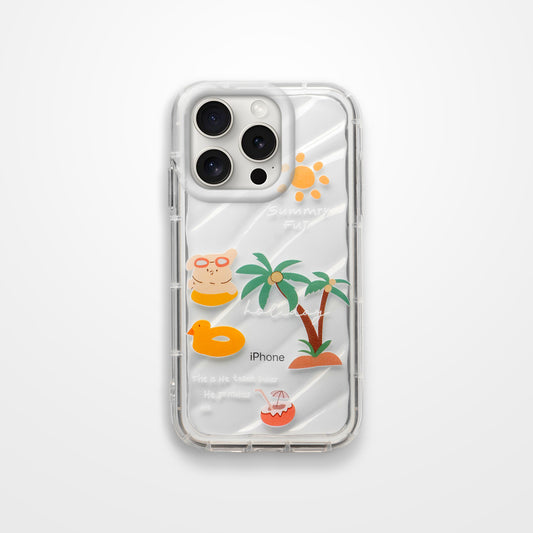 Cute Beach Printed Transparent Back Cover for Apple iPhone 14 Pro Max