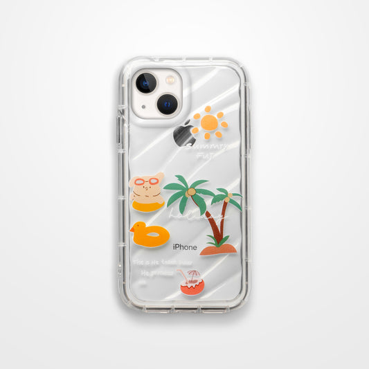 Cute Beach Printed Transparent Back Cover for Apple iPhone 14 Plus