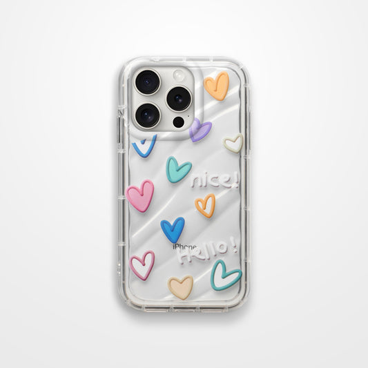 Colorful Hearts Printed Transparent Back Cover for Apple iPhone 14 Pro Max
