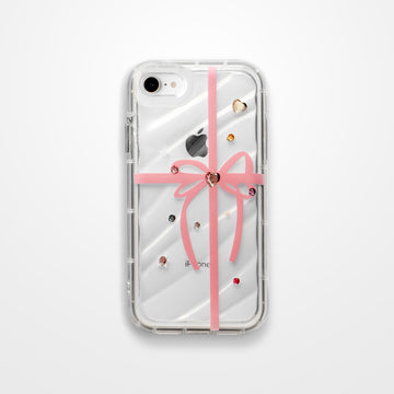 Ribbon Print Transparent Back Cover for Apple iPhone Se 2022