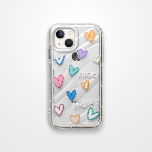 Colorful Hearts Printed Transparent Back Cover for Apple iPhone 14 Plus