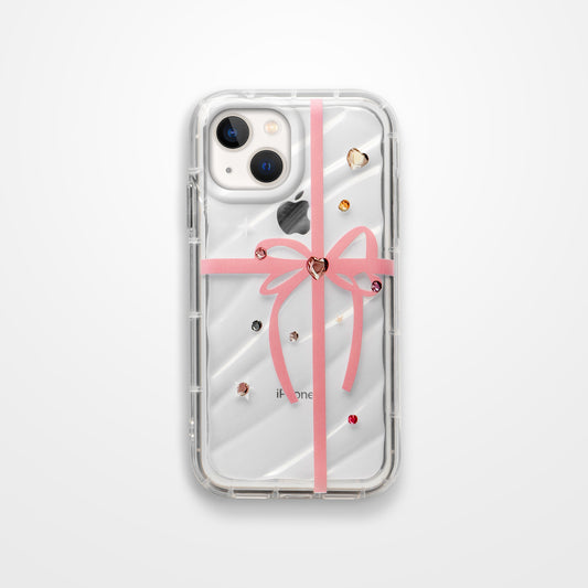 Ribbon Print Transparent Back Cover for Apple iPhone 14