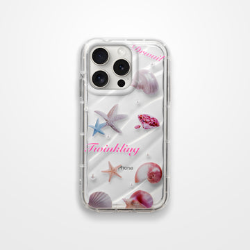 Cute Shells & Stars Printed Transparent Back Cover for Apple iPhone 15 Pro