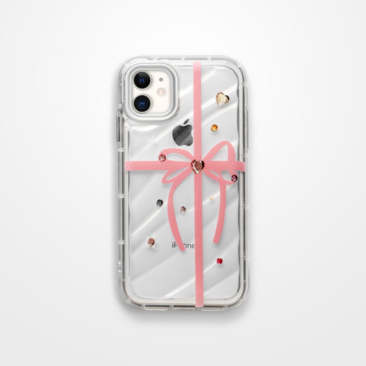 Ribbon Print Transparent Back Cover for Apple iPhone 12