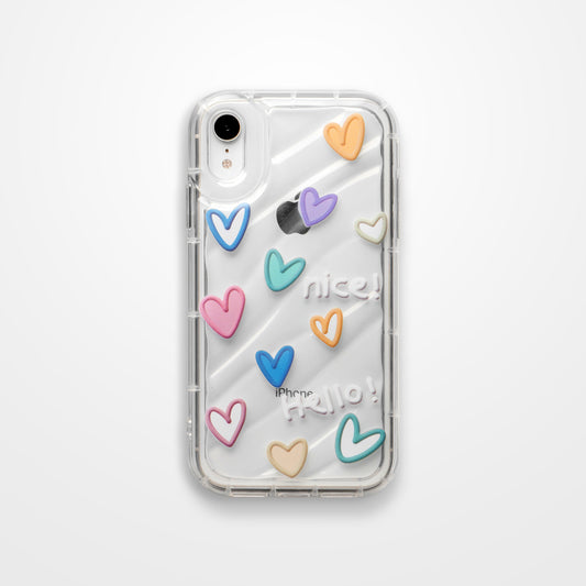 Colorful Hearts Printed Transparent Back Cover for Apple iPhone Xr