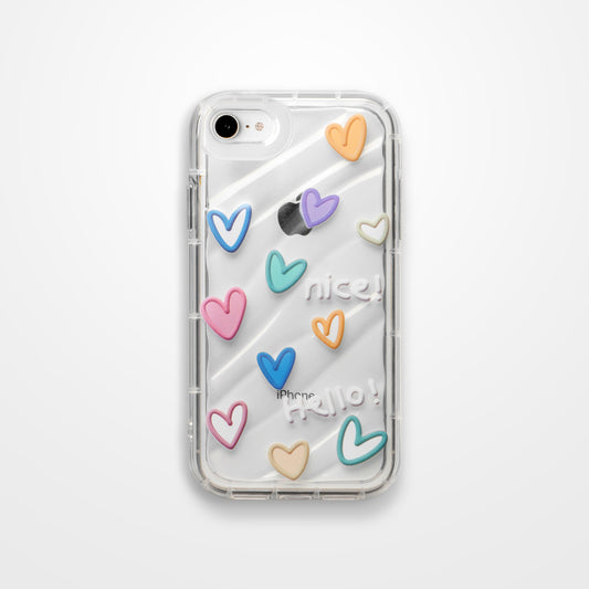 Colorful Hearts Printed Transparent Back Cover for Apple iPhone 7