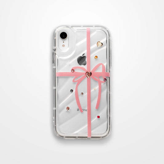 Ribbon Print Transparent Back Cover for Apple iPhone XR