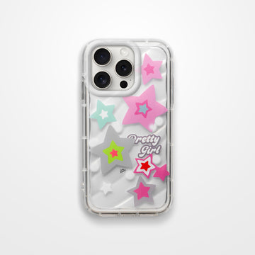 Cute Star Printed Transparent  Back Cover for Apple iPhone 15 Pro Max