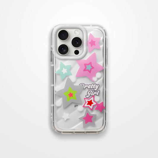 Cute Star Printed Transparent  Back Cover for Apple iPhone 15 Pro Max