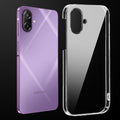 Transparent anti-yellow hard back case fitted on Samsung M17e 5G showing full back coverage and camera protection