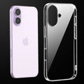 Transparent anti-yellow hard back case fitted on Apple iPhone 17 showing full back coverage and camera protection