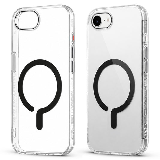 Crystal Clear Magnetic Back Case for Apple iPhone 16e with Air Cushion Bumper & Metal Finish Buttons