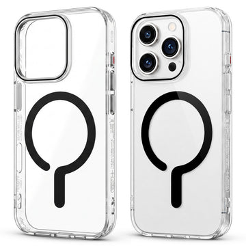 Crystal Clear Magnetic Back Case for Apple iphone 16 Pro Max with Air Cushion Bumper & Metal Finish Buttons
