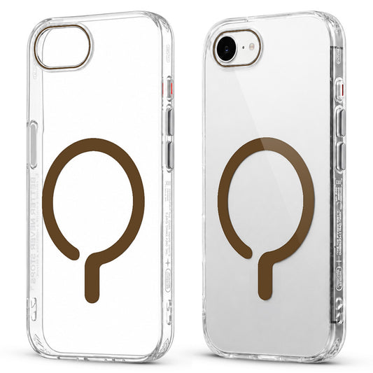 Crystal Clear Magnetic Back Case for Apple iPhone 16e with Air Cushion Bumper & Metal Finish Buttons