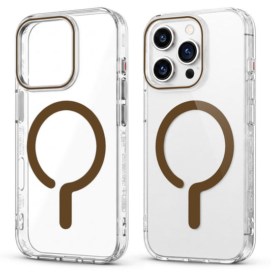 Crystal Clear Magnetic Back Case for Apple iphone 16 Pro Max with Air Cushion Bumper & Metal Finish Buttons