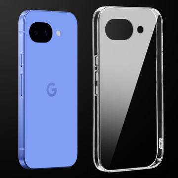 Transparent anti-yellow hard back case fitted on Google Pixel 10A 5G showing full back coverage and camera protection