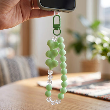 Multi Heart Beaded Phone Charm with Wrist Strap for Smartphones