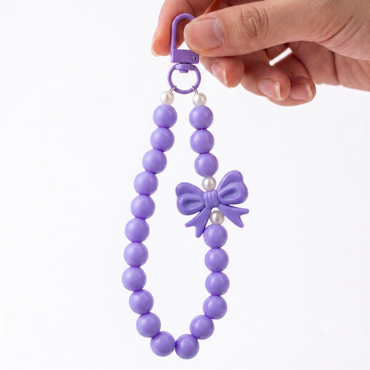 Elegant Bow & Pearl Beaded Mobile Phone Charm