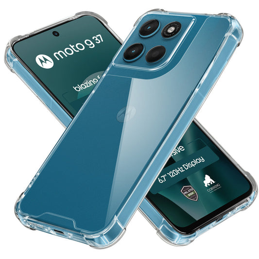 Shockproof Hybrid Transparent Phone Case For Motorola G37 5G with Hard Back and Soft Bumper for Maximum Protection