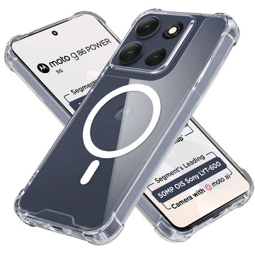 Shockproof Hybrid Magnetic Case for Motorola G86 Power 5G with Hard Back & Soft Bumper