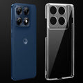 Transparent anti-yellow hard back case fitted on Motorola Moto Edge 70 Pro 5G showing full back coverage and camera protection