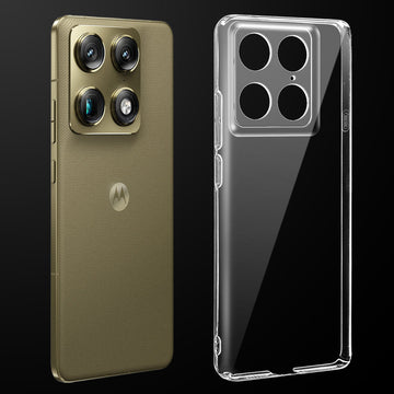 Transparent anti-yellow hard back case fitted on Motorola Signature showing full back coverage and camera protection
