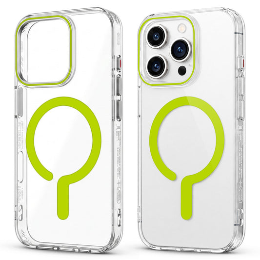 Crystal Clear Magnetic Back Case for Apple iphone 16 Pro Max with Air Cushion Bumper & Metal Finish Buttons