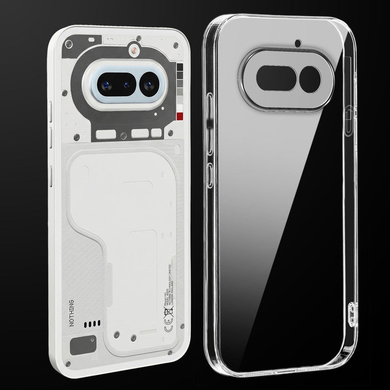 Transparent anti-yellow hard back case fitted on Nothing Phone 4A 5G showing full back coverage and camera protection