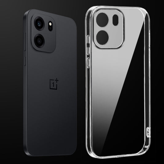 Transparent anti-yellow hard back case fitted on OnePlus Nord CE 6 5G showing full back coverage and camera protection
