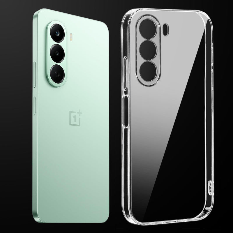 Transparent anti-yellow hard back case fitted on OnePlus Nord CE 6 Lite 5G showing full back coverage and camera protection