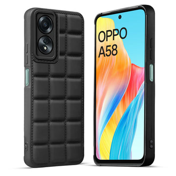 3D Puffer Pattern Silicone Back Cover for Oppo A58 4G, Shockproof Protective Case