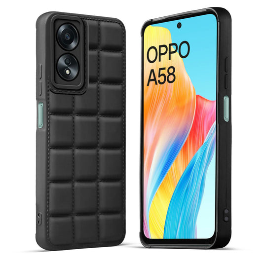 3D Puffer Pattern Silicone Back Cover for Oppo A58 4G, Shockproof Protective Case